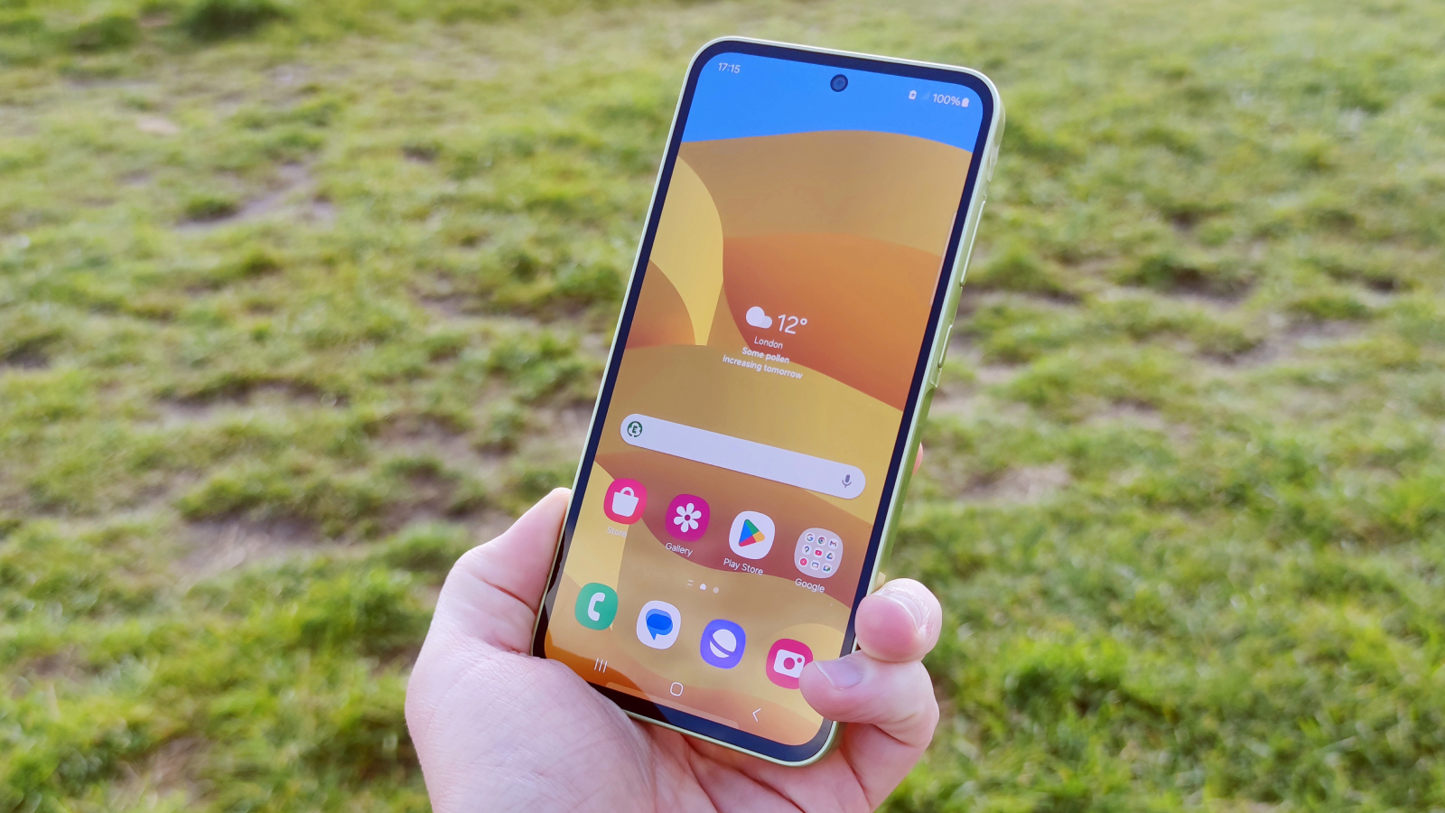 The Samsung Galaxy A35 in a man's hand.