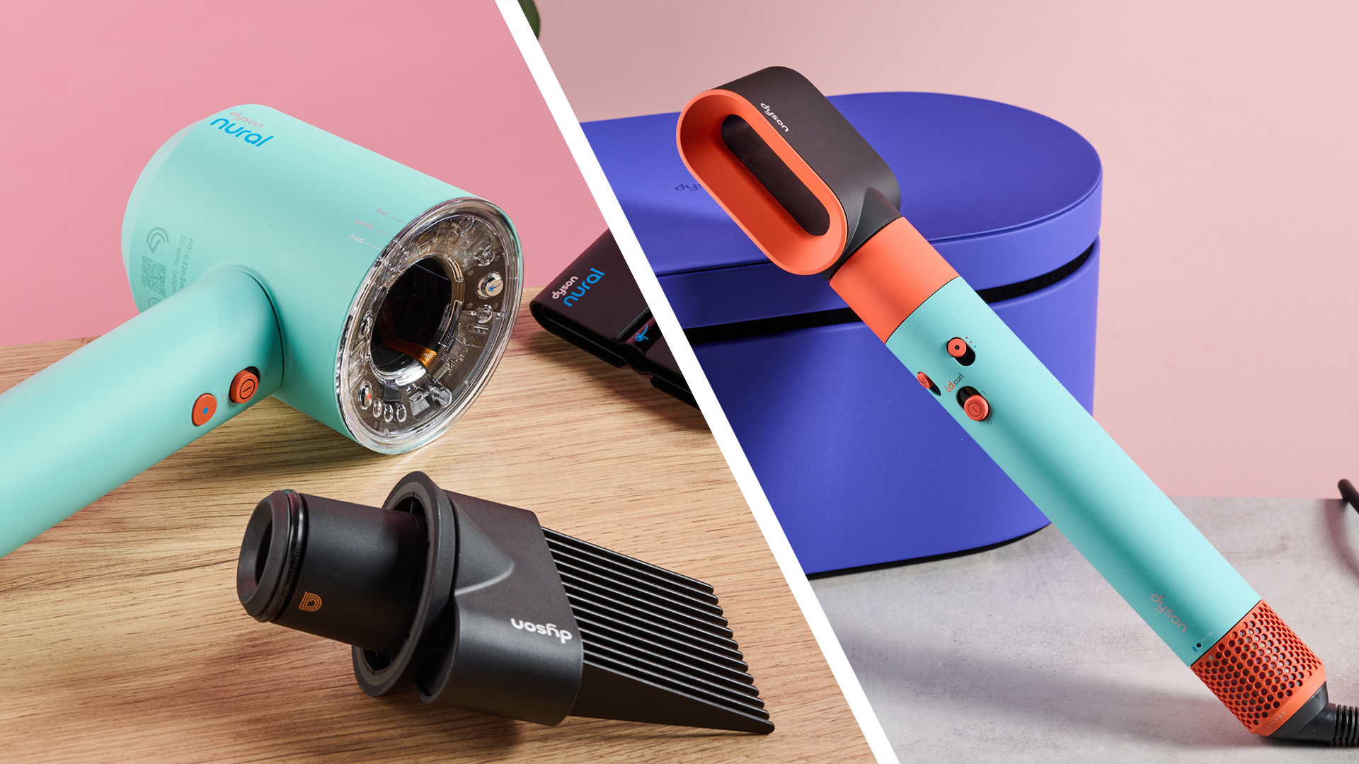 Dyson Supersonic Nural hair dryer (left) and Airwrap (right)